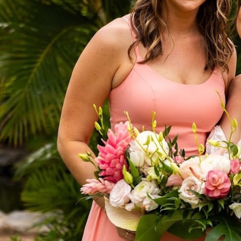 Azazie “Moira” Coral A-Line Bridesmaid Dress